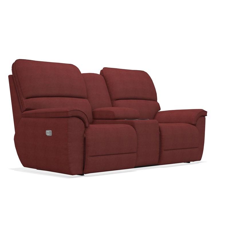Large Picture of La-Z-Boy Norris Power Reclining Loveseat with Console and Headrest - Mulberry
