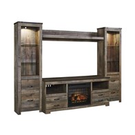 Signature Design by Ashley Trinell W446W8 4 pc Entertainment Center with Electric Fireplace (Entertainment Centers)
