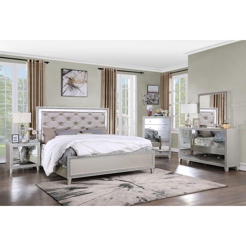 Large Picture of Acme Furniture Sliverfluff BD00239Q Queen Bed with LED