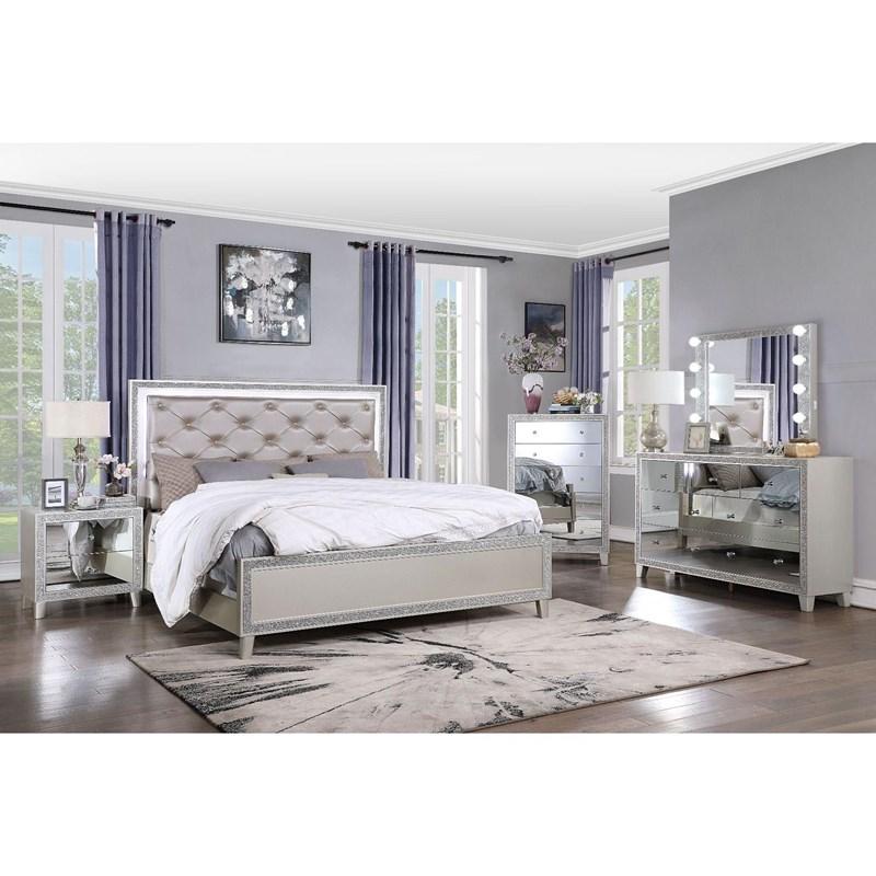 Large Picture of Acme Furniture Sliverfluff BD00239Q Queen Bed with LED