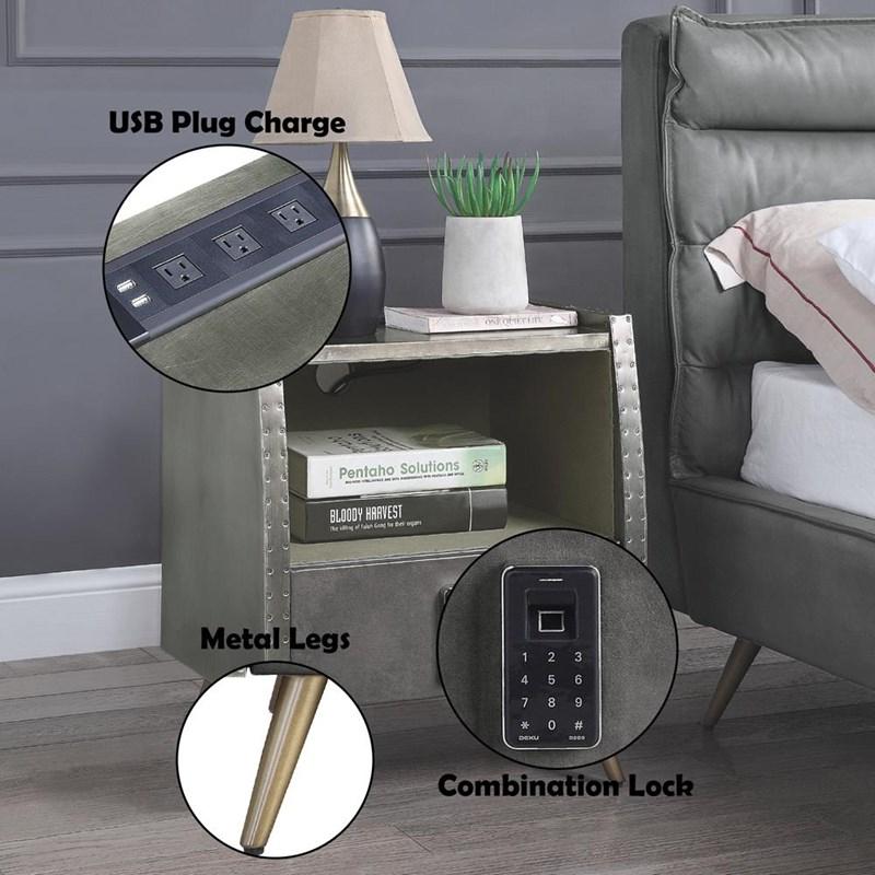 Large Picture of Acme Furniture Doris BD00440 Nightstand with USB & Electric Lock