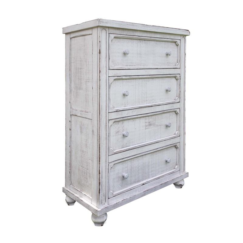 International Furniture Direct Aruba IFD7331CHT Chest - Antiqued White/Natural Brown