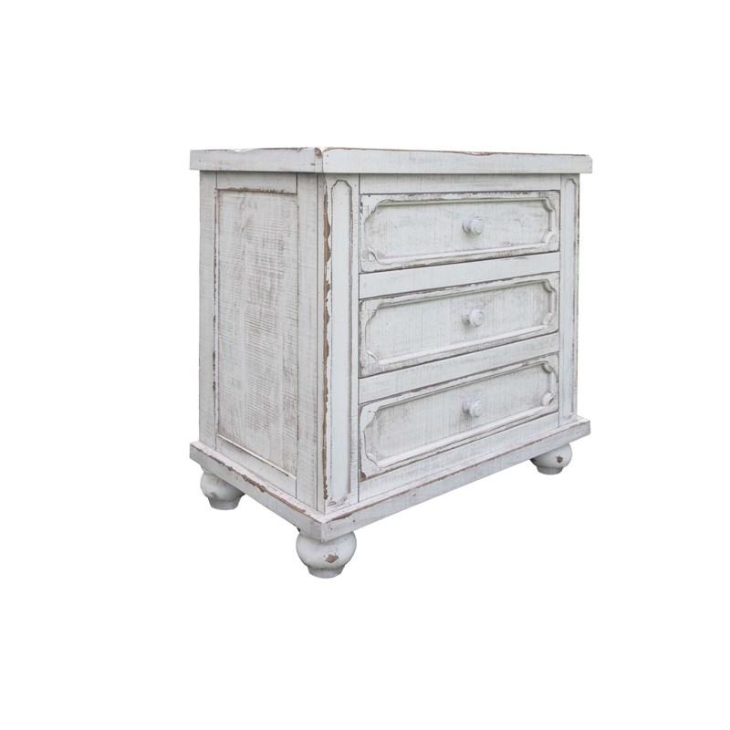International Furniture Direct Aruba IFD7331NTS Nightstand - Antiqued White/Natural Brown