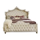 Coaster Furniture Antonella 223521Q Upholstered Queen Panel Bed - Ivory and Camel