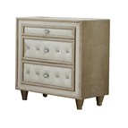 Coaster Furniture Antonella 223522 Upholstered 3-Drawer Nightstand - Ivory and Camel