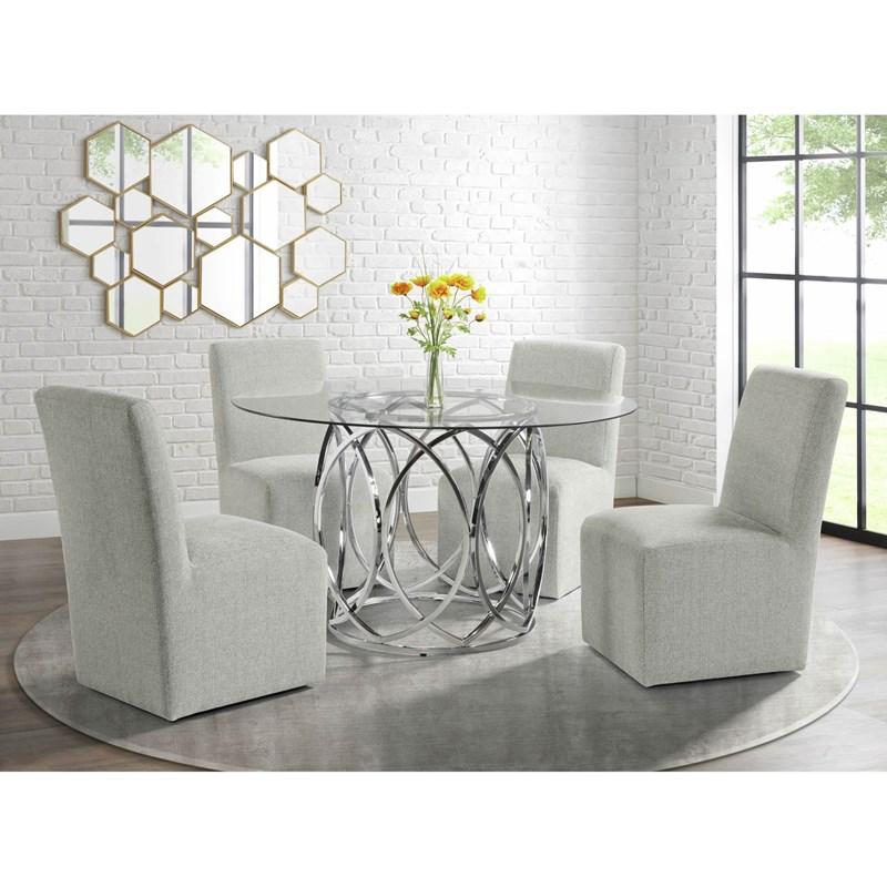 Large Picture of Elements International Nero Upholstered Side Chair Set