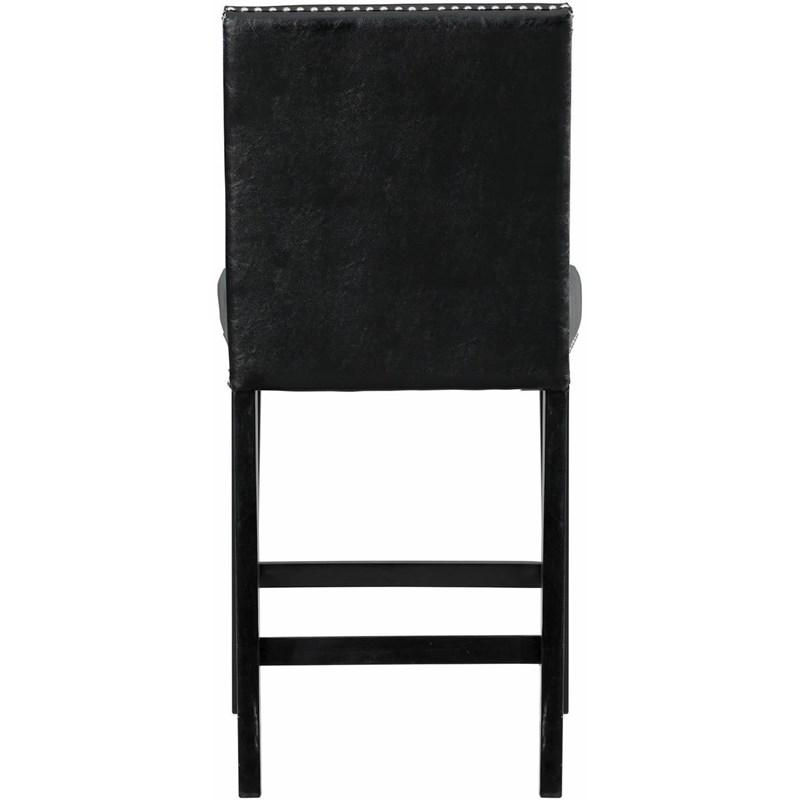 Large Picture of Elements International Meridian Faux Leather Counter Height Side Chair Set in Black