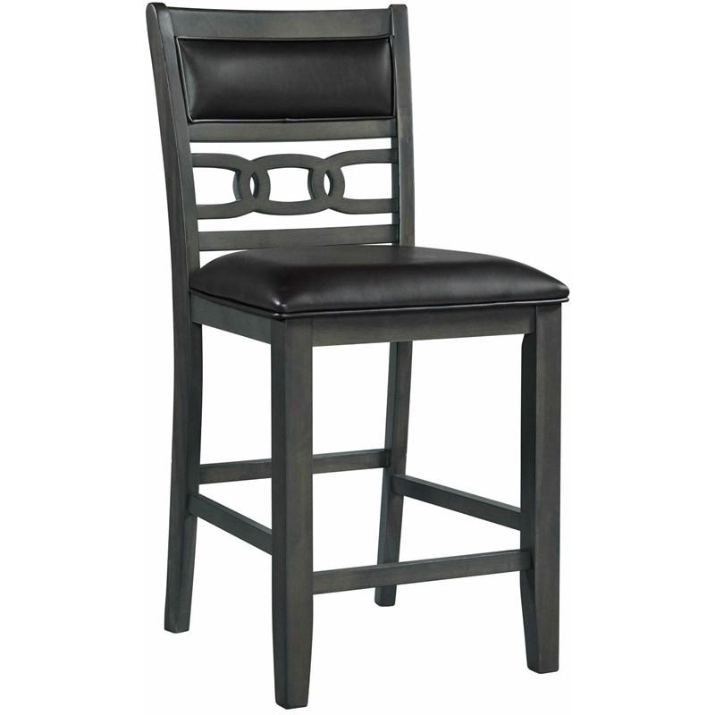 Elements International Amherst Counter Side Chair W/PU Cushion Grey Finish