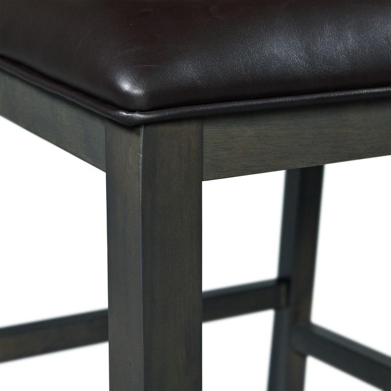 Large Picture of Elements International Amherst Counter Side Chair W/PU Cushion Grey Finish