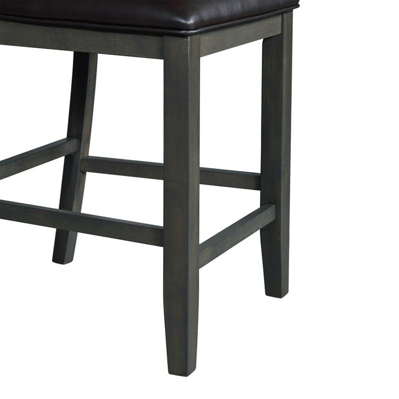 Large Picture of Elements International Amherst Counter Side Chair W/PU Cushion Grey Finish