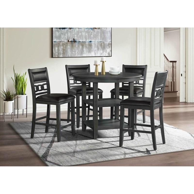 Large Picture of Elements International Amherst Counter Side Chair W/PU Cushion Grey Finish