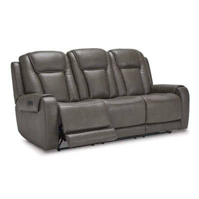 Signature Design by Ashley Card Player 1180815 Power Reclining Sofa with Adjustable Headrest