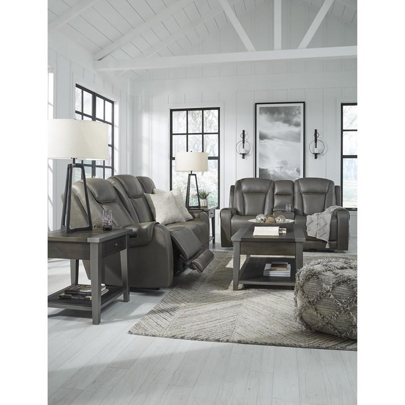 Large Picture of Signature Design by Ashley Card Player 1180815 Power Reclining Sofa with Adjustable Headrest
