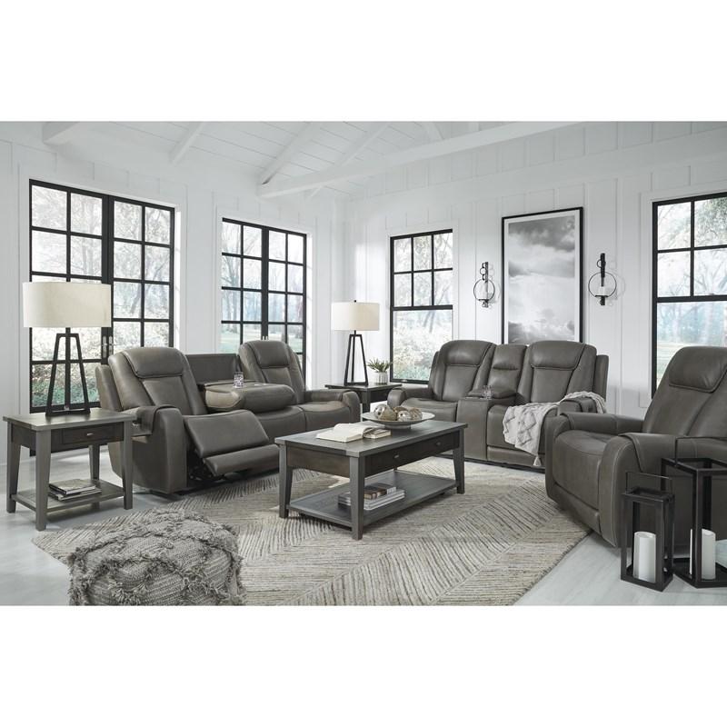 Large Picture of Signature Design by Ashley Card Player 1180815 Power Reclining Sofa with Adjustable Headrest