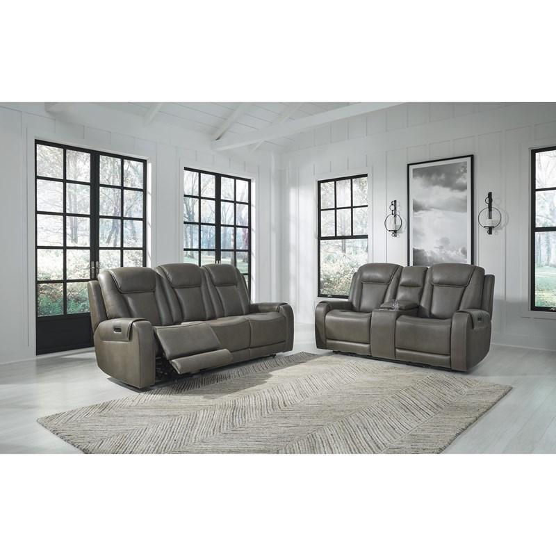 Large Picture of Signature Design by Ashley Card Player 1180815 Power Reclining Sofa with Adjustable Headrest