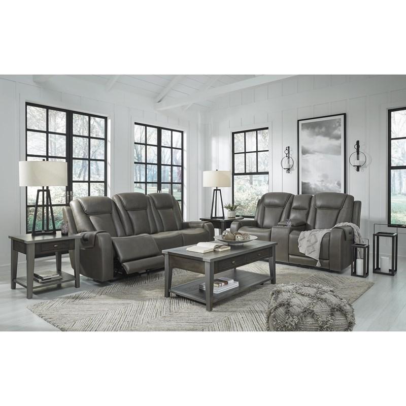 Large Picture of Signature Design by Ashley Card Player 1180815 Power Reclining Sofa with Adjustable Headrest