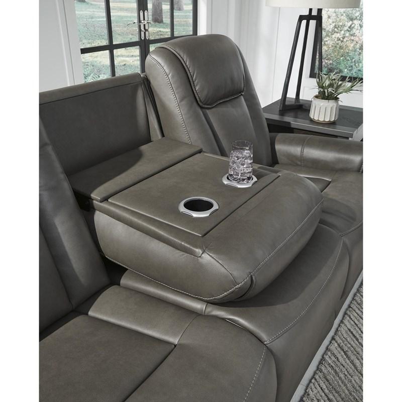 Large Picture of Signature Design by Ashley Card Player 1180815 Power Reclining Sofa with Adjustable Headrest