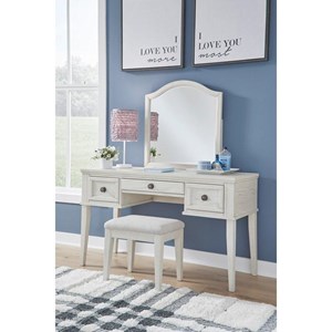 Signature Design by Ashley Robbinsdale B742B11 Mirrored Vanity with Bench (Vanity Tables and Sets - Vanity Set)