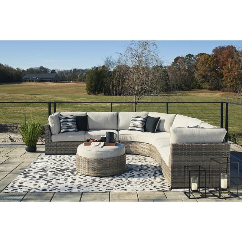 Large Picture of Signature Design by Ashley Calworth P458-861 Curved Loveseat with Cushion