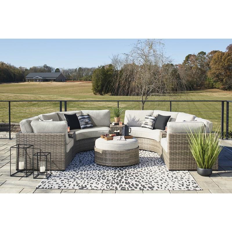 Large Picture of Signature Design by Ashley Calworth P458-861 Curved Loveseat with Cushion