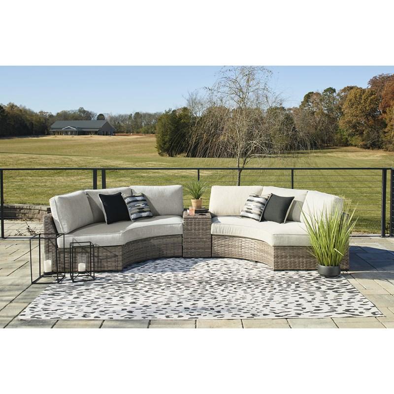 Large Picture of Signature Design by Ashley Calworth P458-861 Curved Loveseat with Cushion
