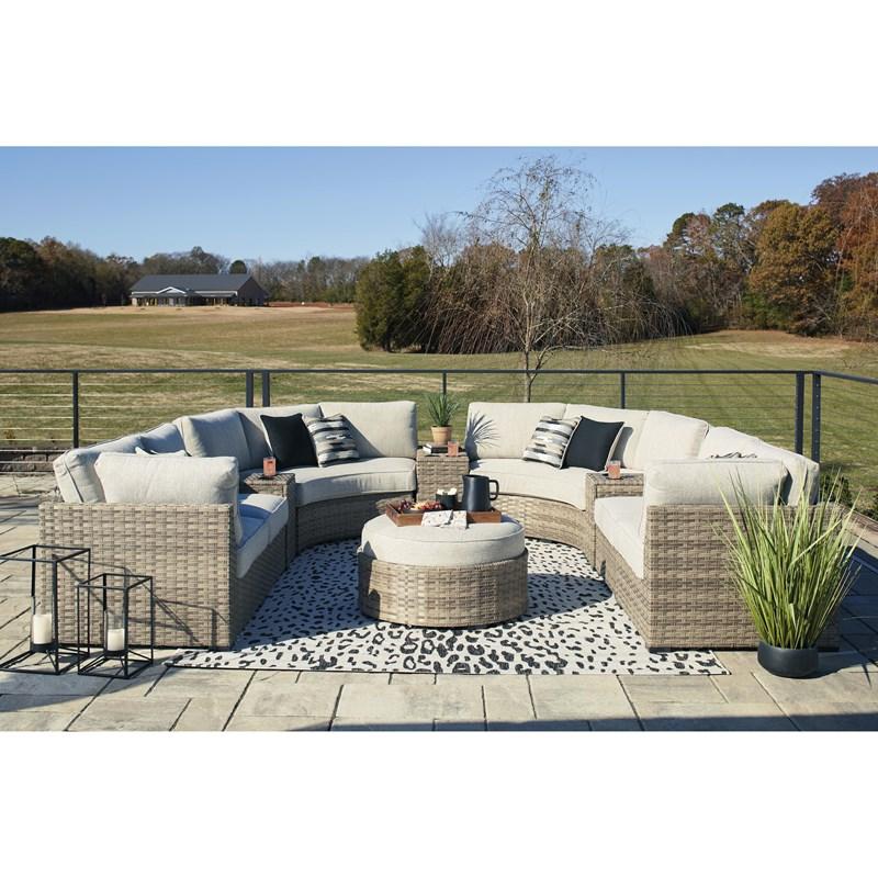 Large Picture of Signature Design by Ashley Calworth P458-861 Curved Loveseat with Cushion