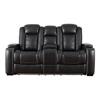 Signature Design by Ashley Party Time 3700318C Power Reclining Loveseat w/ Console and ADJ Headrest (Loveseats - Power Recline)
