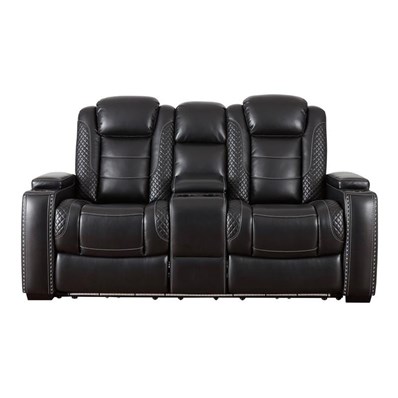 Signature Design by Ashley Party Time 3700318C Power Reclining Loveseat w/ Console and ADJ Headrest