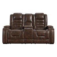 Signature Design by Ashley Game Zone 3850118C Power Reclining Loveseat w/ Console and ADJ Headrest (Loveseats - Power Recline)
