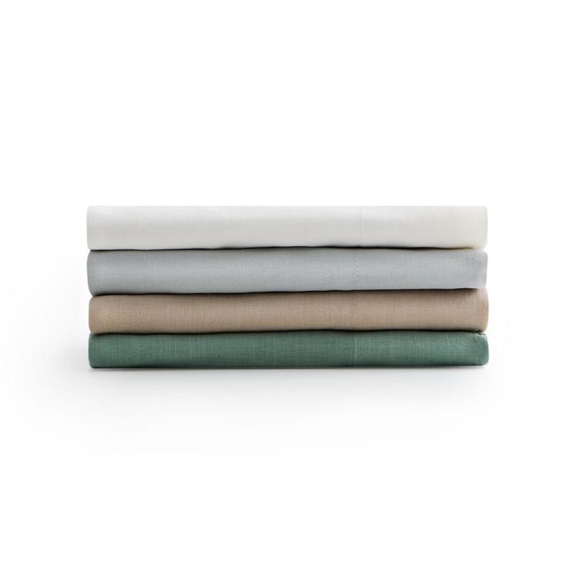 Large Picture of Malouf Linen-Weave Cotton Sheet Set - Fog (Split King)