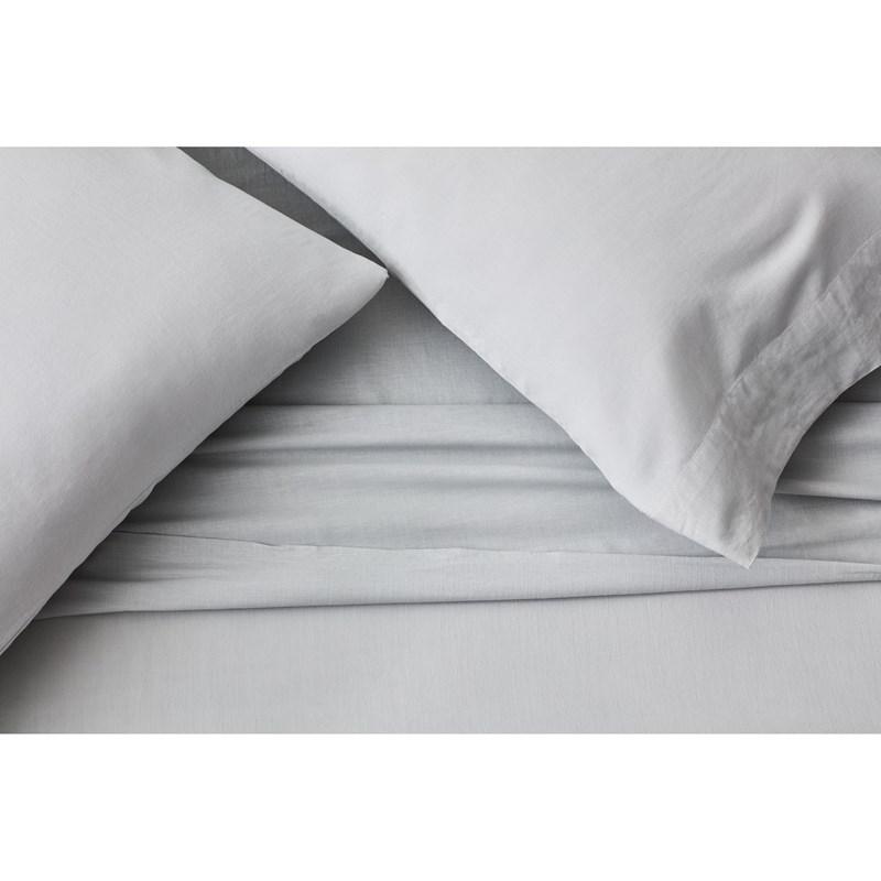 Large Picture of Malouf Linen-Weave Cotton Sheet Set - Fog (Split King)