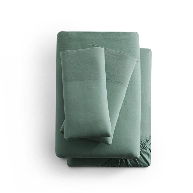 Large Picture of Malouf Linen-Weave Cotton Pillowcases - Sage (King)