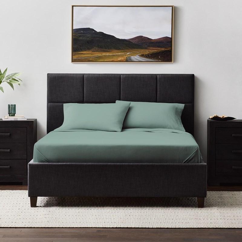 Large Picture of Malouf Linen-Weave Cotton Pillowcases - Sage (King)