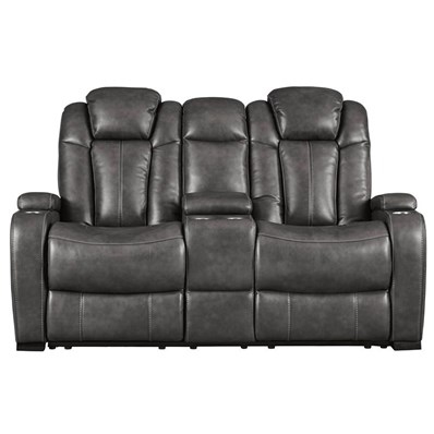 Signature Design by Ashley Turbulance 8500118C Power Reclining Loveseat w/ Console and ADJ Headrest