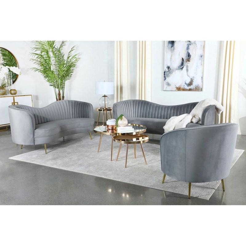 Large Picture of Coaster Furniture Sophia 506865 Upholstered Channel Tufted Loveseat - Grey