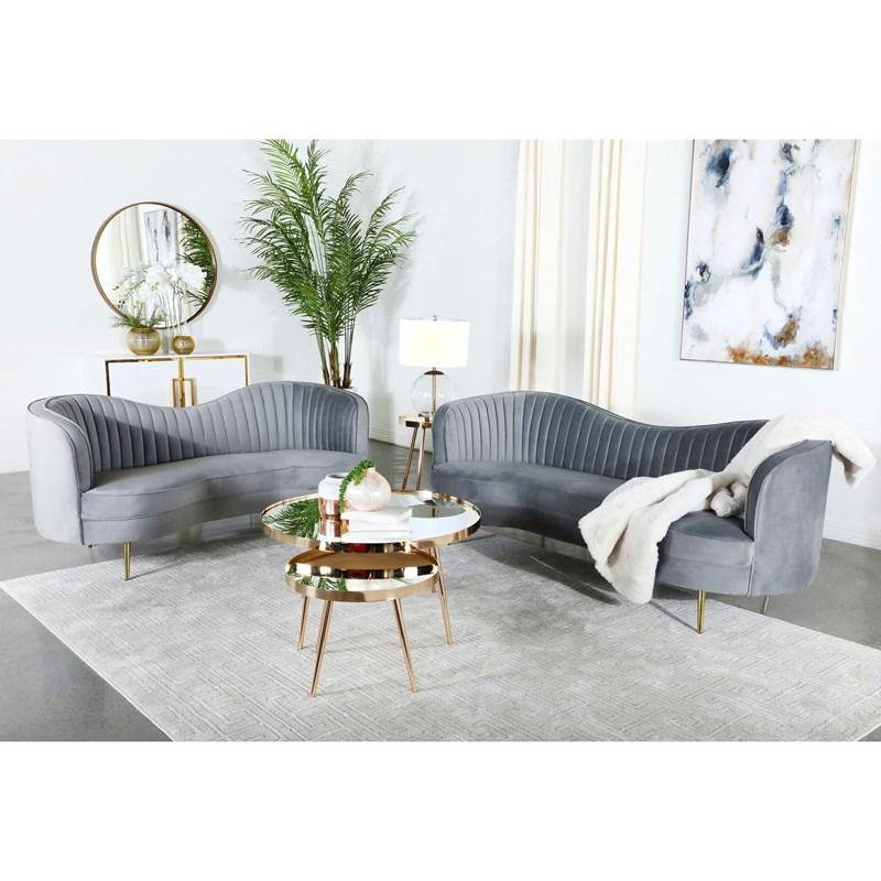 Large Picture of Coaster Furniture Sophia 506865 Upholstered Channel Tufted Loveseat - Grey