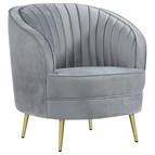 Coaster Furniture Sophia 506866 Upholstered Channel Tufted Barrel Accent Chair - Grey