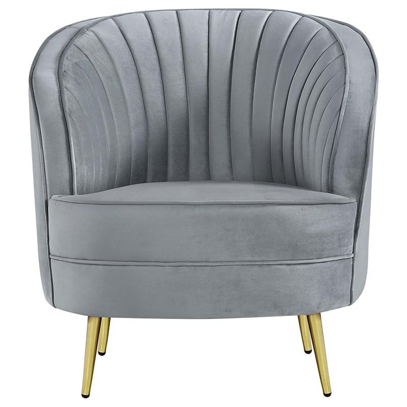 Large Picture of Coaster Furniture Sophia 506866 Upholstered Channel Tufted Barrel Accent Chair - Grey
