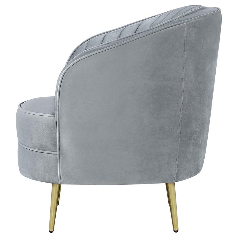 Large Picture of Coaster Furniture Sophia 506866 Upholstered Channel Tufted Barrel Accent Chair - Grey