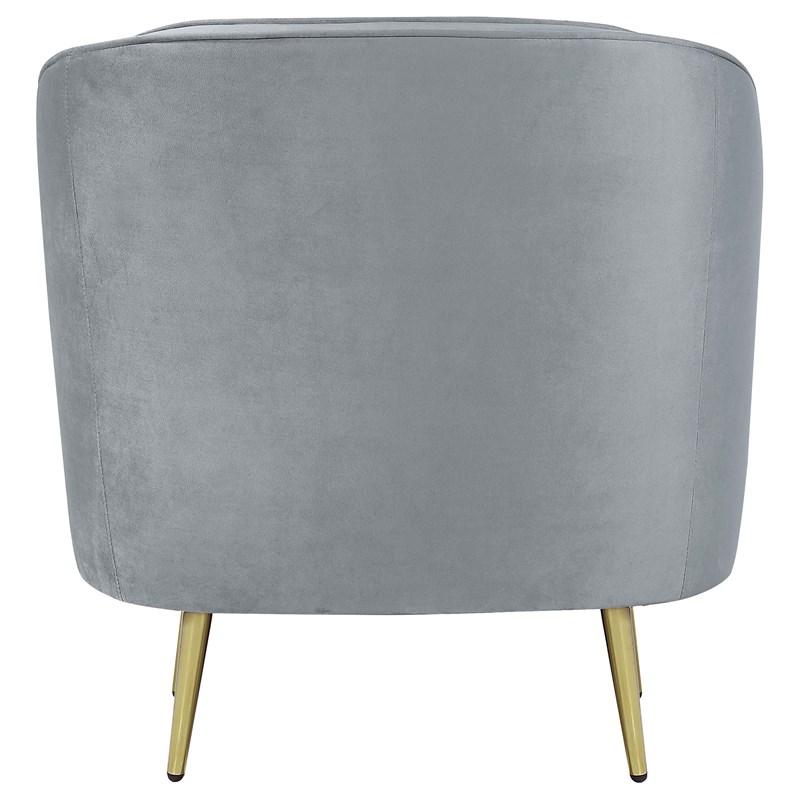 Large Picture of Coaster Furniture Sophia 506866 Upholstered Channel Tufted Barrel Accent Chair - Grey