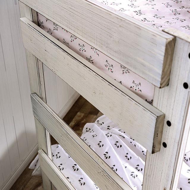 Large Picture of Furniture of America Arlette AM-BK100WH-BED-SLAT Twin/Twin Bunk Bed