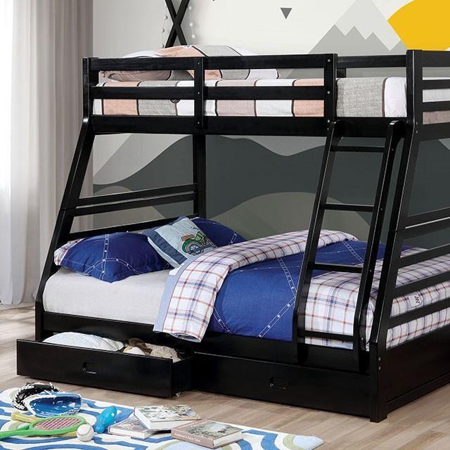 Large Picture of Furniture of America California CM-BK588BK-BED Twin/Full Bunk Bed