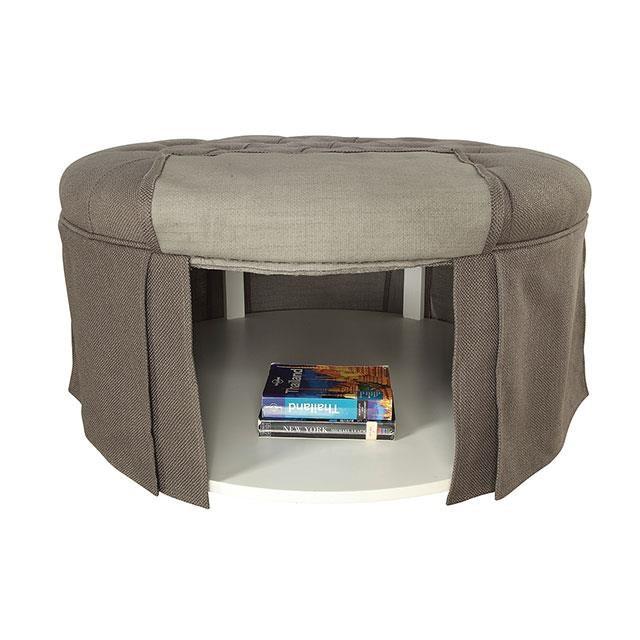 Furniture of America Claes CM-BN6175GY Round Ottoman