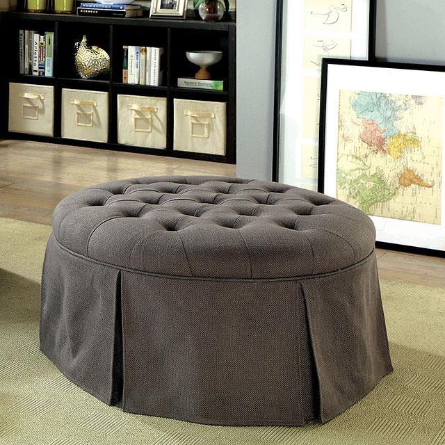 Large Picture of Furniture of America Claes CM-BN6175GY Round Ottoman