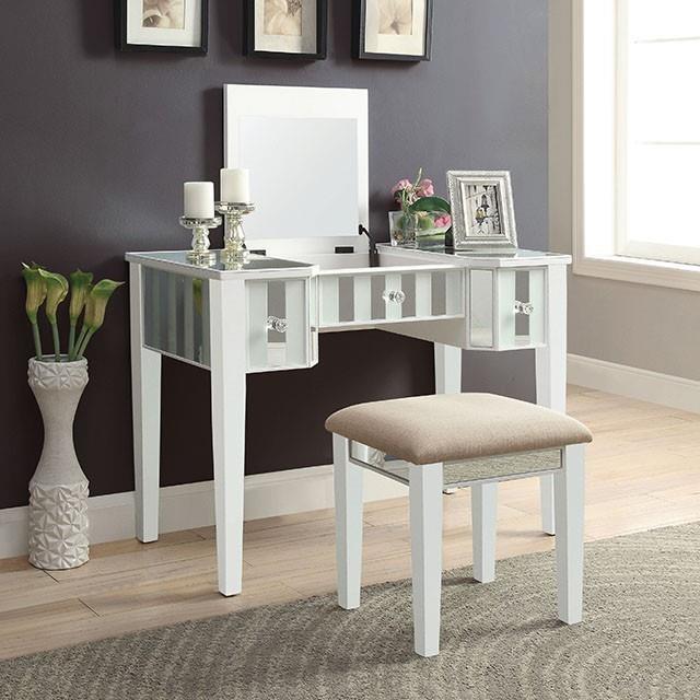 Large Picture of Furniture of America Joyce CM-DK6385WH-UPS3 Vanity w/ Stool