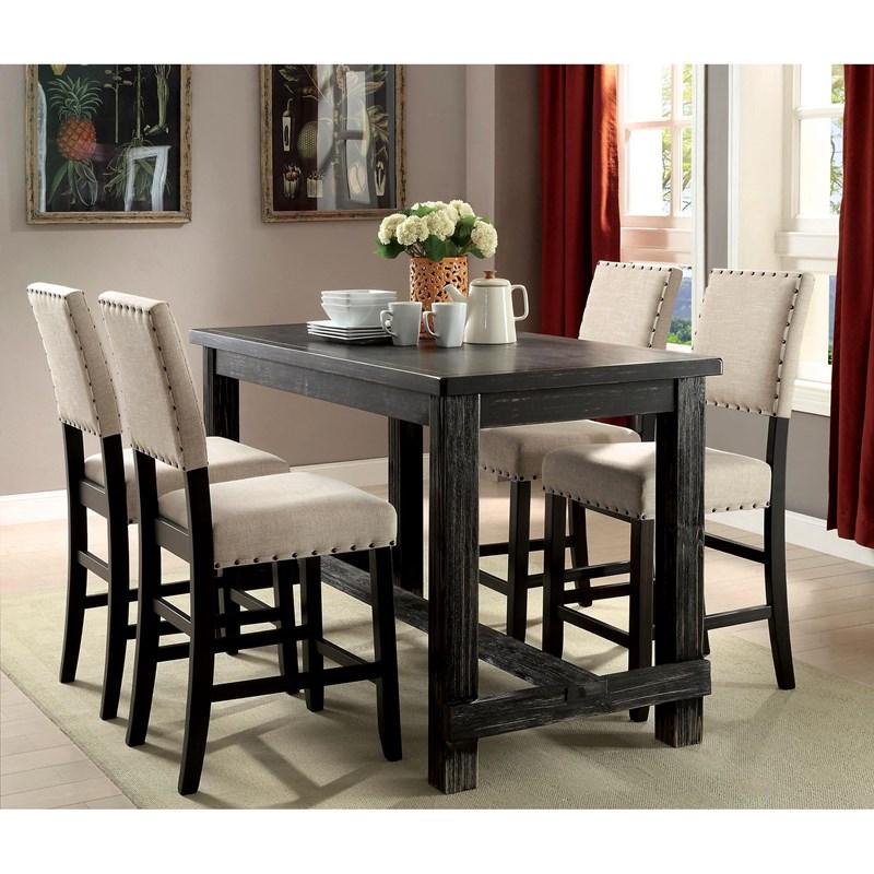 Large Picture of Furniture of America Sania CM3324BK-PT-VN Counter Ht. Table