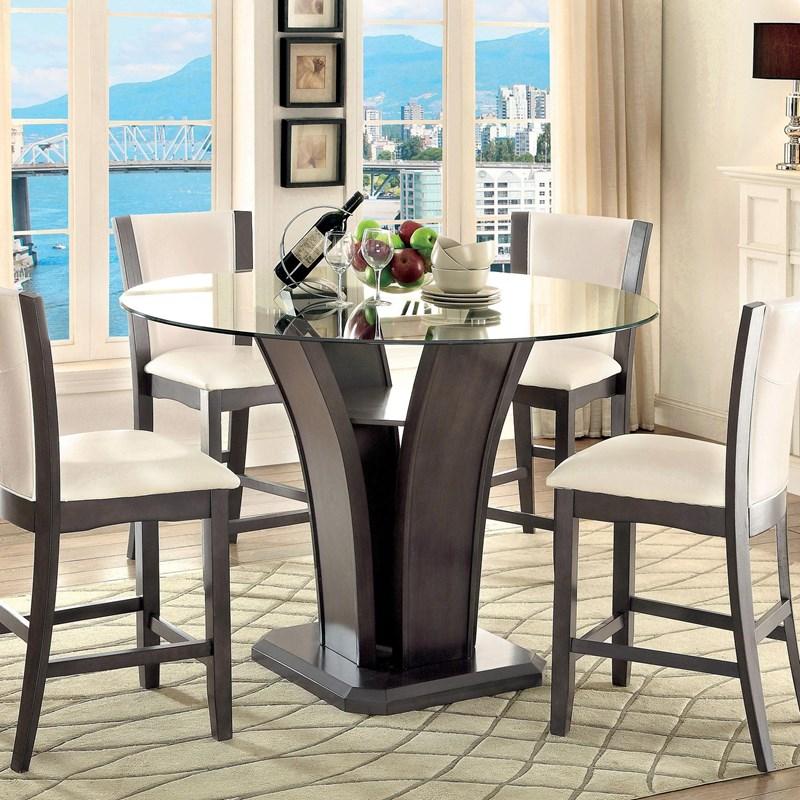 Large Picture of Furniture of America Manhattan CM3710GY-PT-TABLE Round Counter Ht. Table