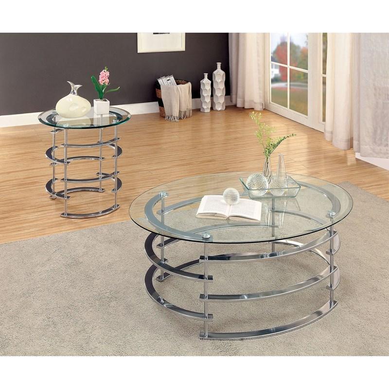 Large Picture of Furniture of America Clonmel CM4359CRM-E End Table, Chrome