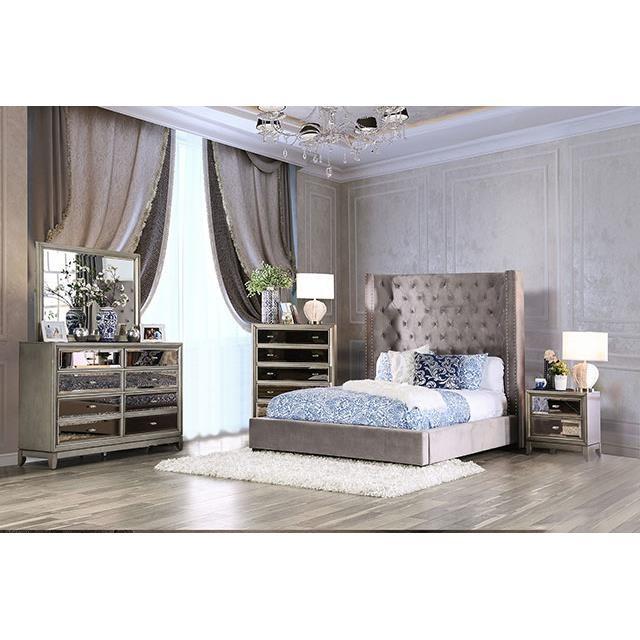 Large Picture of Furniture of America Rosabelle CM7669GY-Q-BED Queen Bed