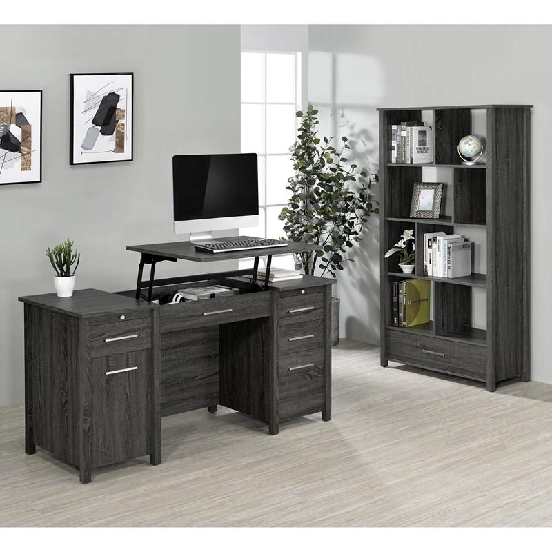 Large Picture of Coaster Furniture Dylan 801576 60-inch 4-Drawer Lift Top Office Desk - Weathered Grey